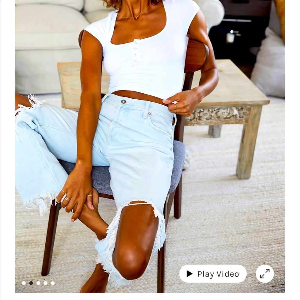 Free people  light wash cropped, frayed free people jeans